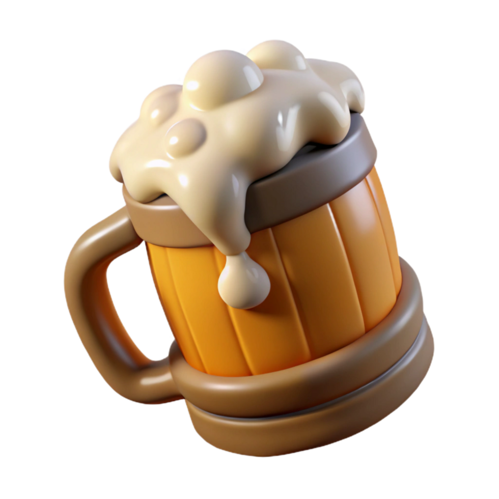extraordinary minimalist Beer Mug with Foam Isolated premium png