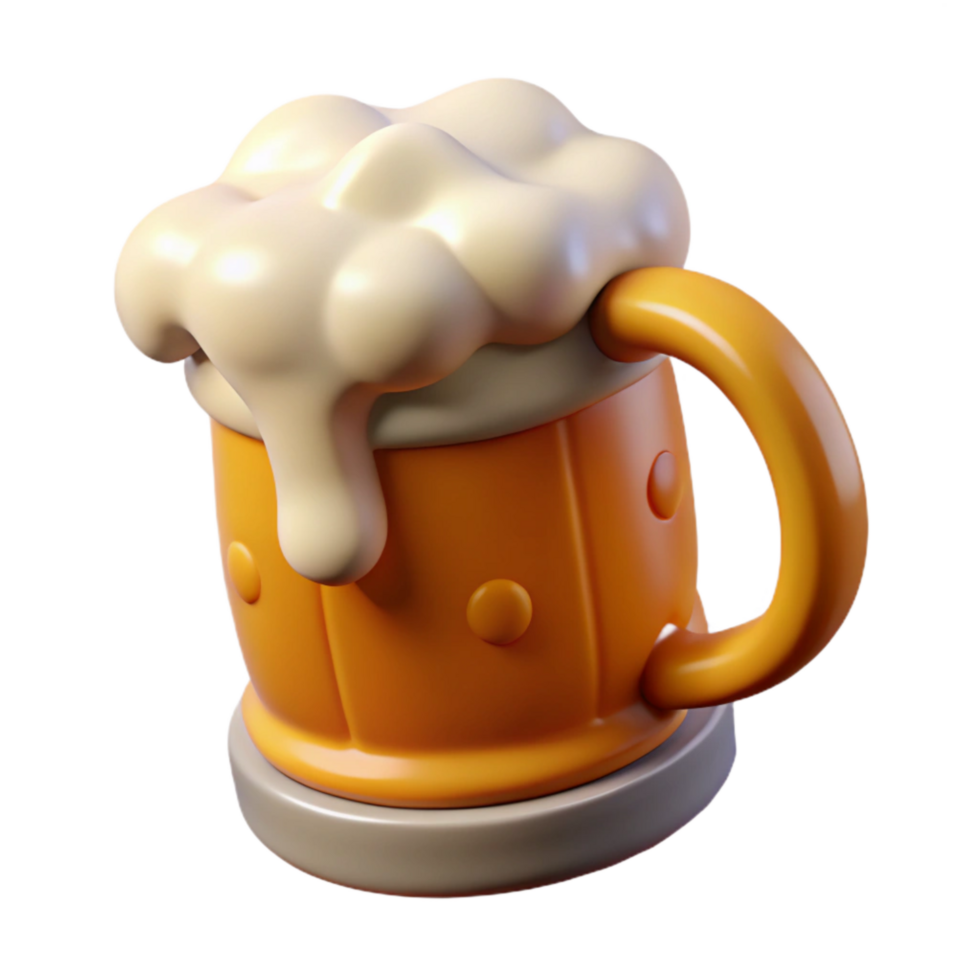 serene artistic Beer Mug with Foam Isolated genuine png