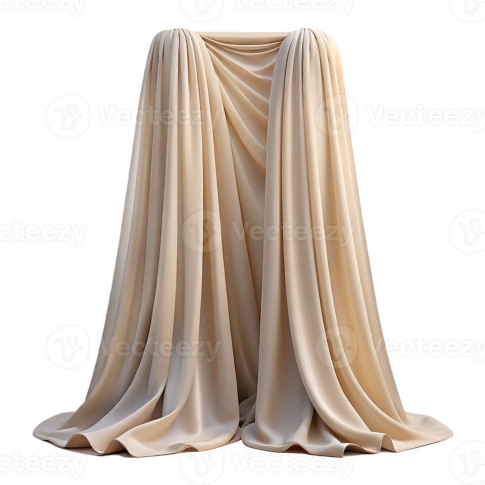 stunning rustic Beige Curtain with Sheer Fabric Transparent Element 4K png