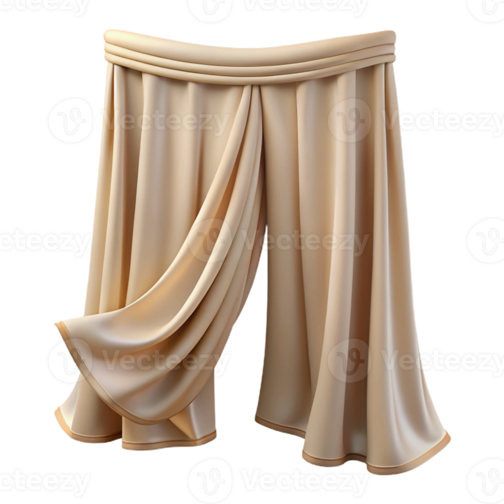 vibrant vintage Beige Curtain with Sheer Fabric Transparent Element authentic png
