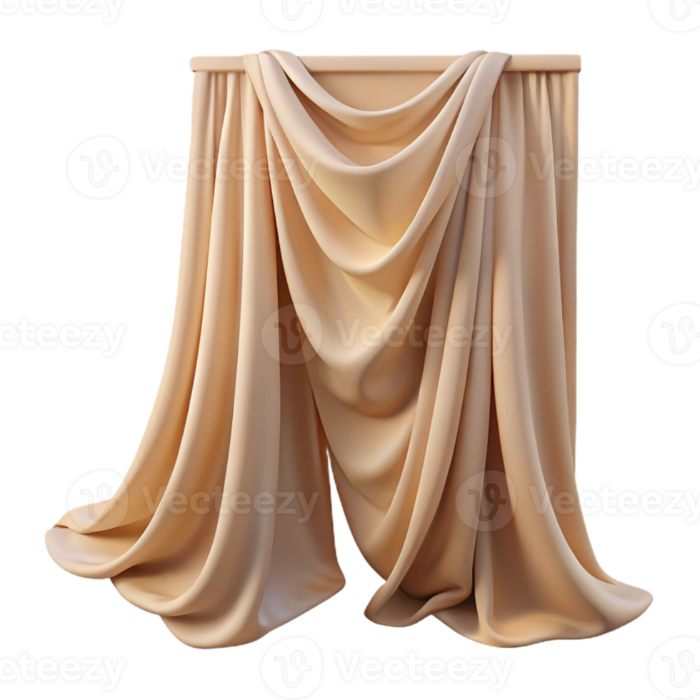 vibrant artistic Beige Curtain with Sheer Fabric Transparent Element high resolution png