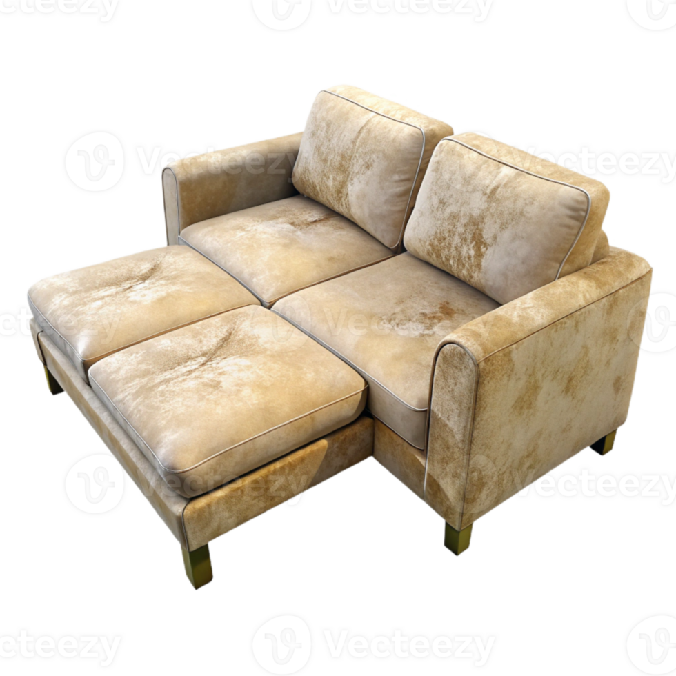 beautiful abstract Beige Sofa with Chaise Lounge Cutout on Transparent Background high resolution png