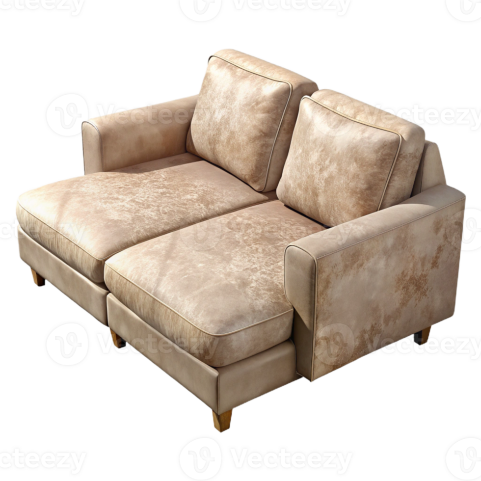 impressive classic Beige Sofa with Chaise Lounge Cutout on Transparent Background genuine png