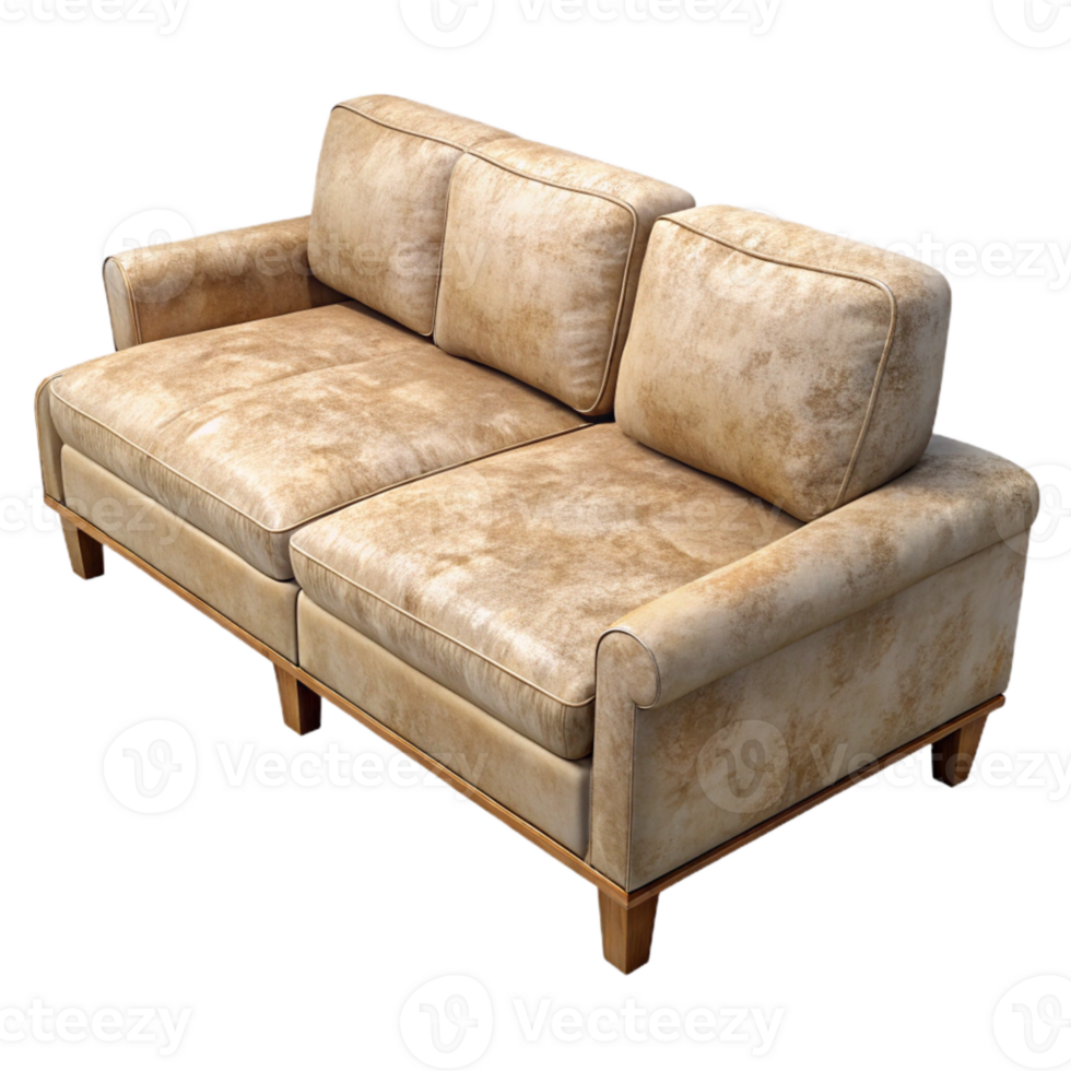 impressive modern Beige Sofa with Chaise Lounge Cutout on Transparent Background 4K png