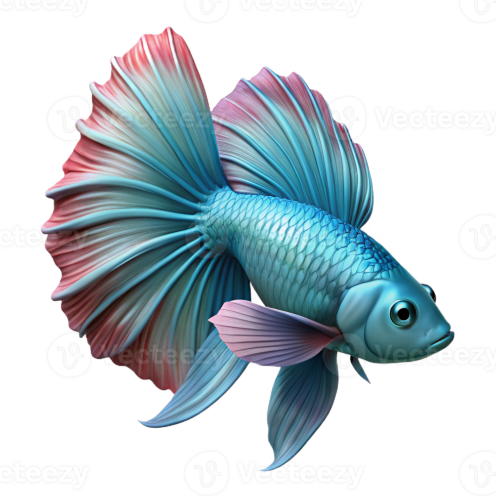 vibrant abstract Betta Fish Flared Fins Transparent Background high resolution png