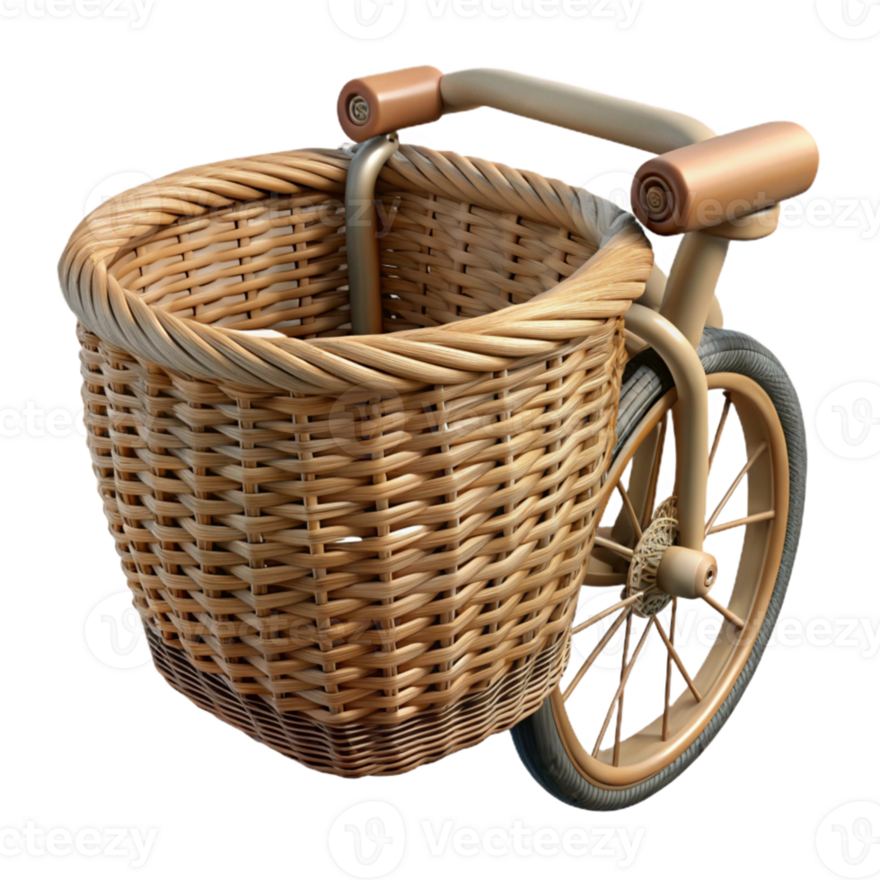 vibrant artistic Bicycle Basket Wicker Texture Cutout Element original png