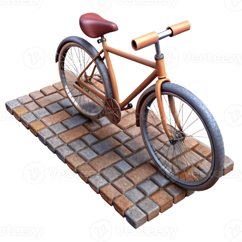 magnificent minimalist Bicycle on Cobblestone Street Isolated Element authentic png