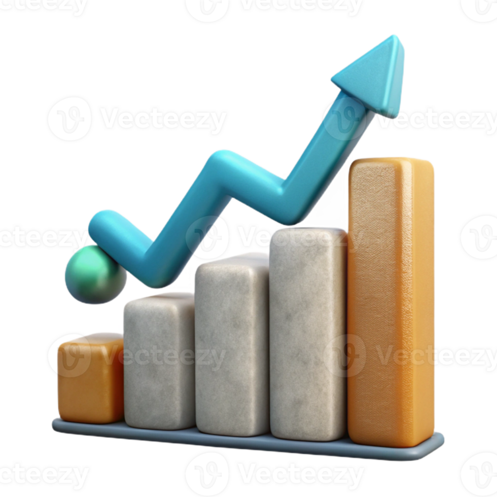 magnificent minimalist Big Data Analytics Graph Upward Trend Isolated Element detailed png