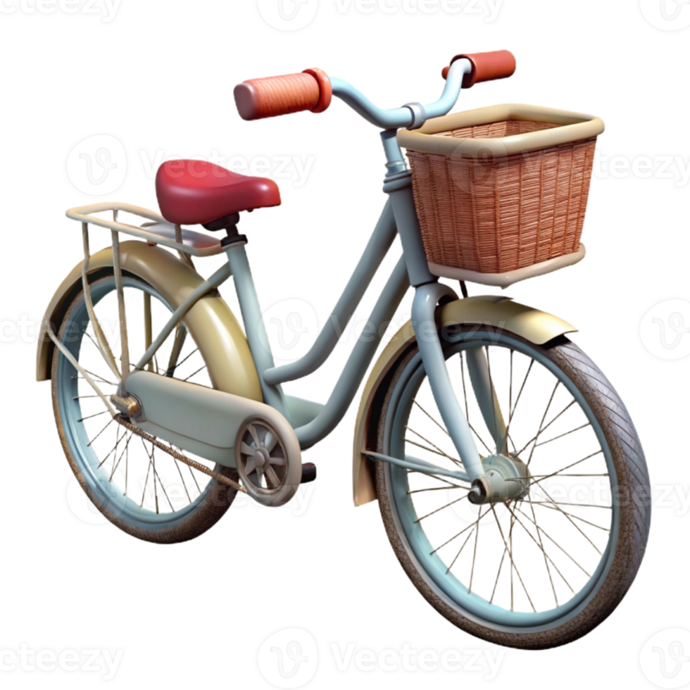 dramatic traditional Bicycle with Basket Transparent Background original png