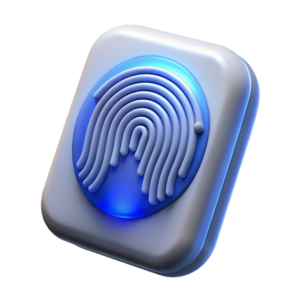 vibrant traditional Biometric Fingerprint Scanner with Blue Light Transparent Element high resolution png