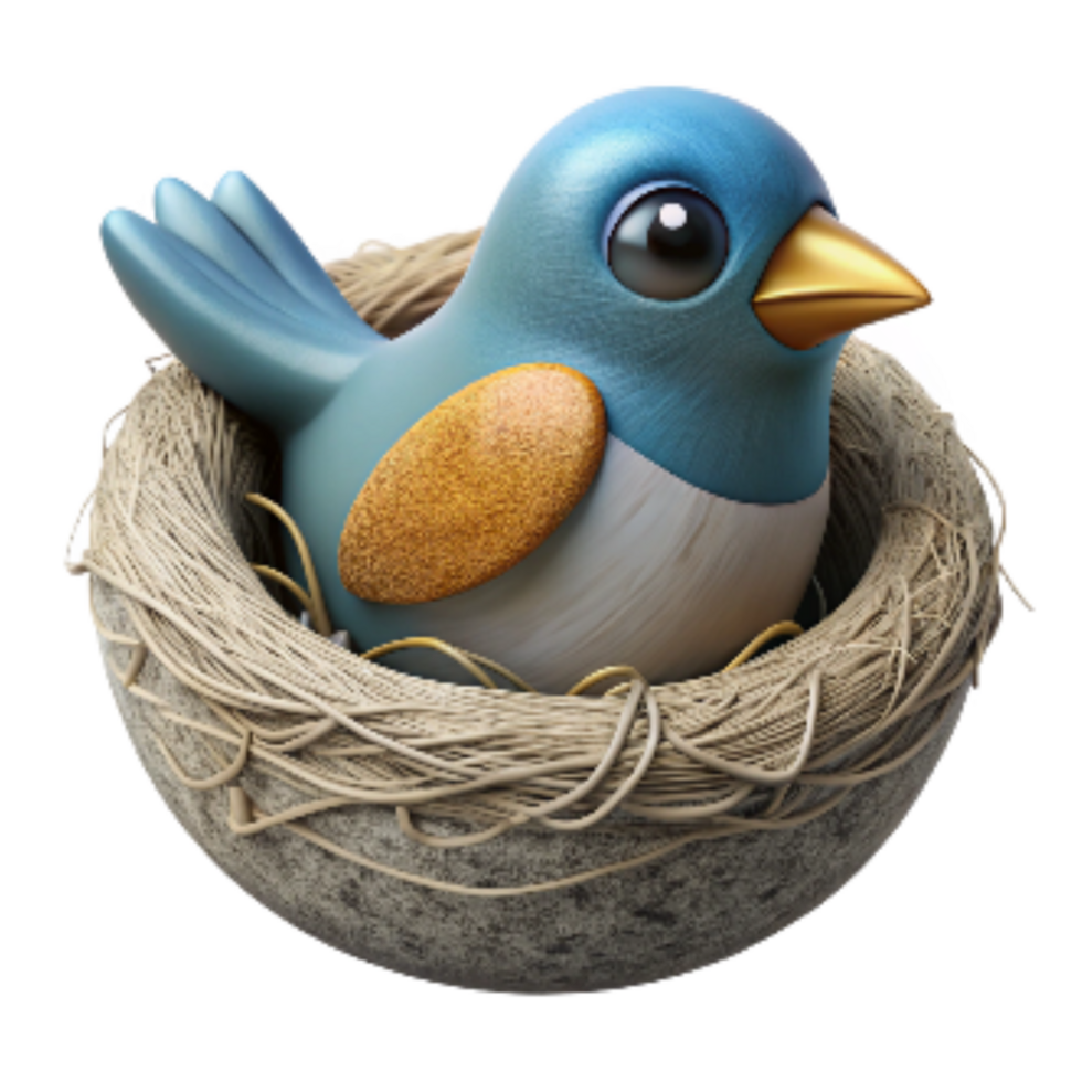 elegant rustic Bird Building a Nest Cutout Isolated 4K png