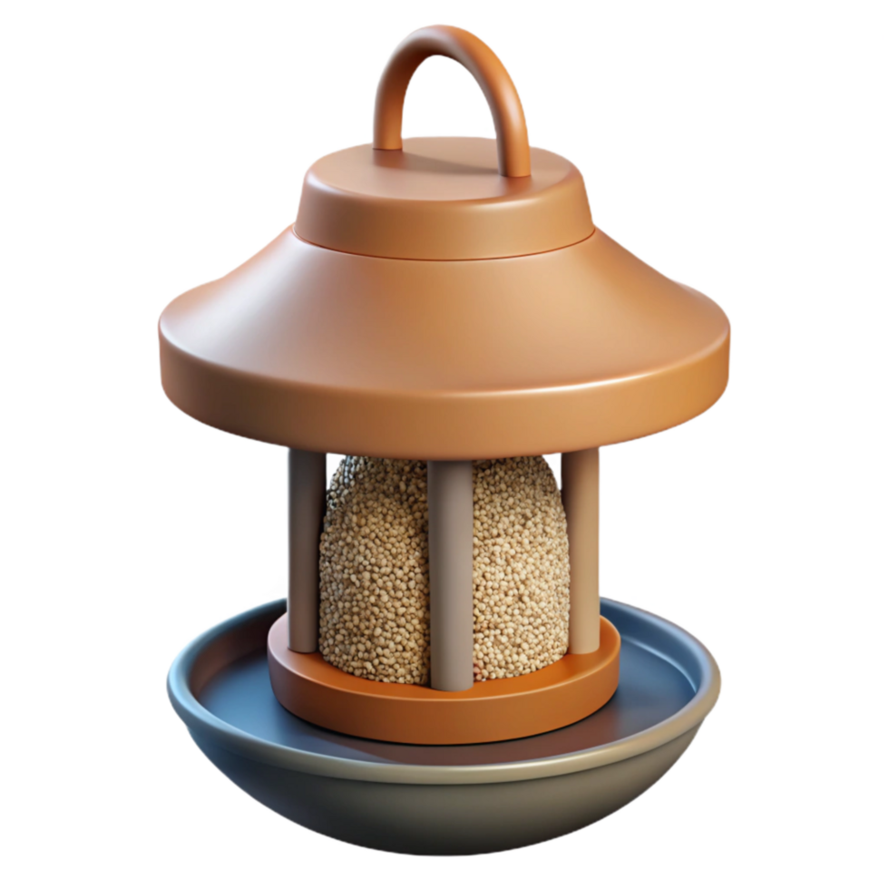 magnificent rustic Bird Feeder with Seeds Isolated on Transparent Background premium png