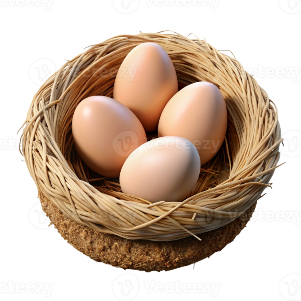 serene creative Bird Nest Transparent Background with Eggs detailed png
