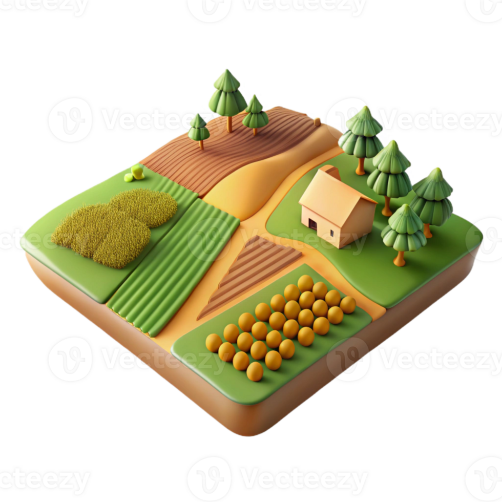 wonderful contemporary Birdseye View of Farmland Crops and Fields Transparent Background detailed png