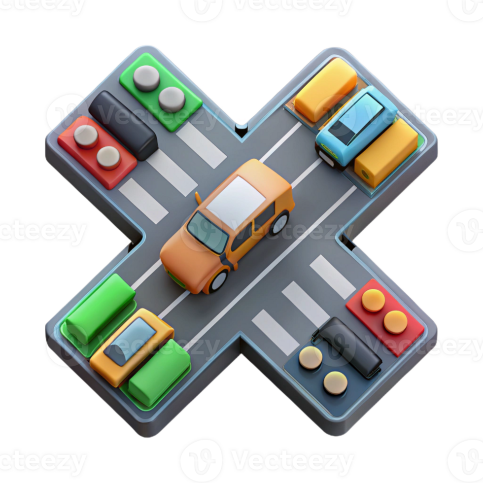 stunning abstract Birdseye View of Traffic Intersection at Rush Hour Transparent Background professional png