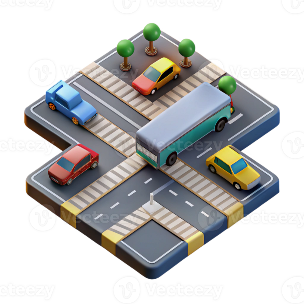 beautiful abstract Birdseye View of Traffic Intersection at Rush Hour Transparent Background professional png