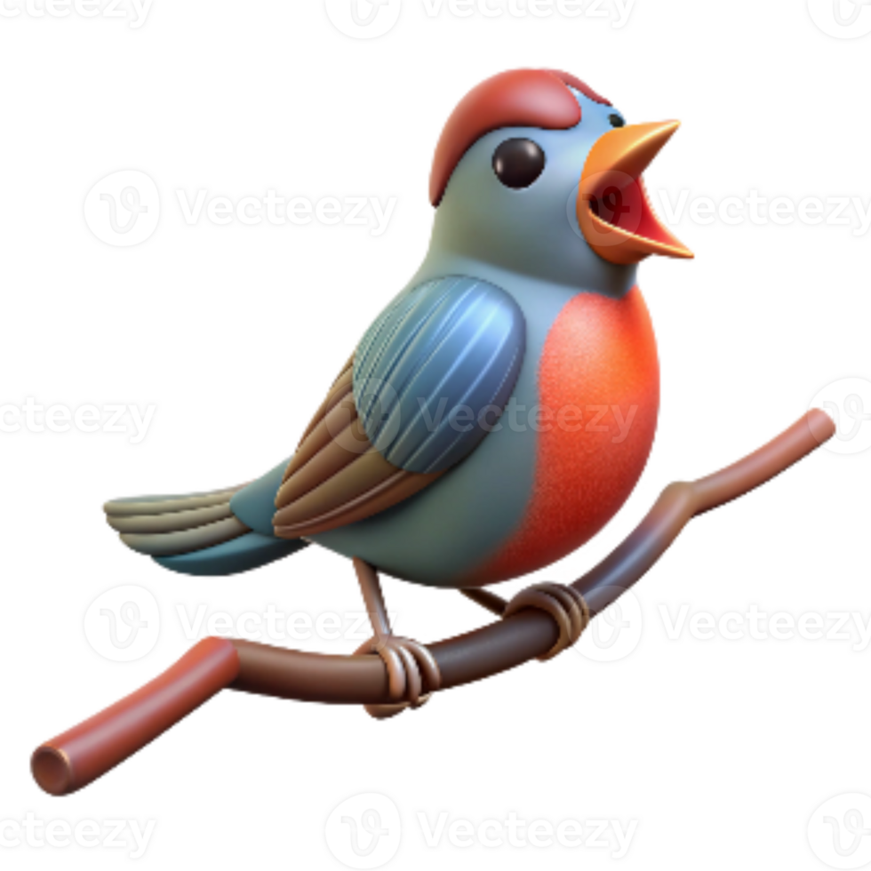 magnificent classic Bird Singing on a Branch Cutout Isolated exclusive png