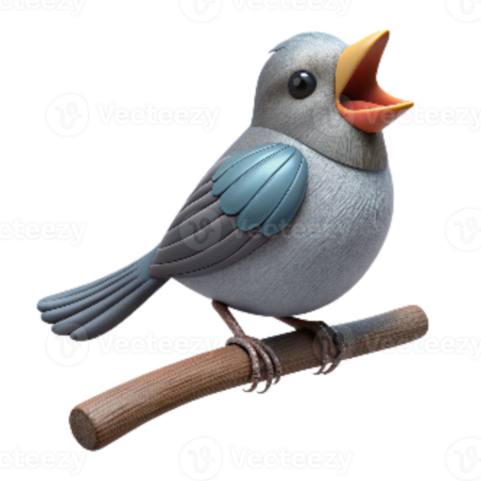 vibrant rustic Bird Singing on a Branch Cutout Isolated genuine png