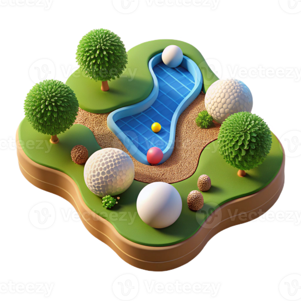 impressive rustic Birdseye View of Golf Course with Water Hazards Transparent Background high quality png