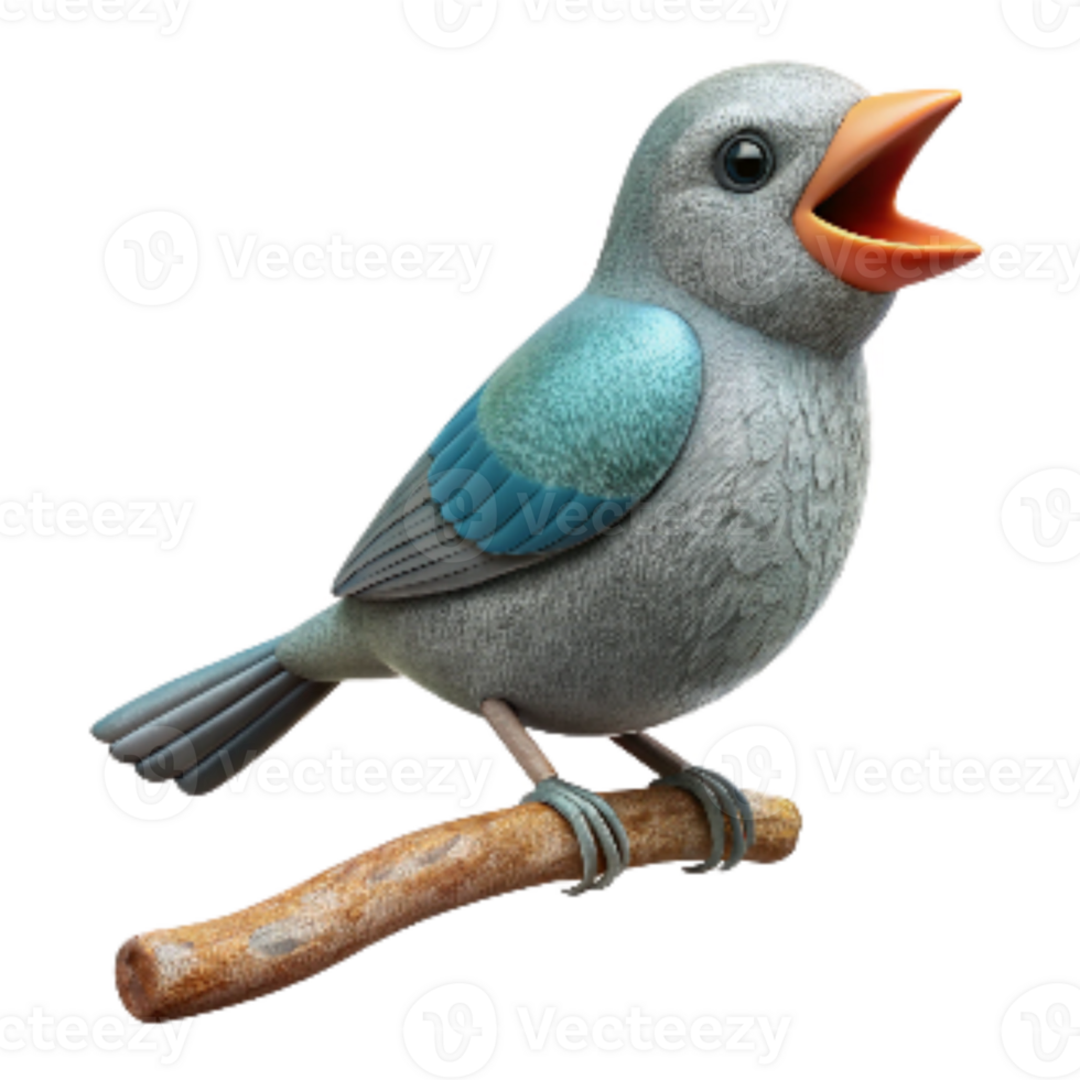 stunning rustic Bird Singing on a Branch Cutout Isolated high quality png