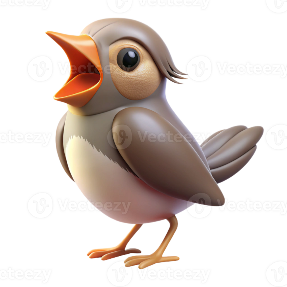 beautiful rustic Bird with Open Beak Singing Isolated on Transparent Background exclusive png