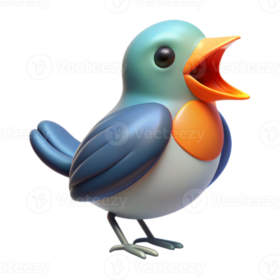 magnificent abstract Bird with Open Beak Singing Isolated on Transparent Background genuine png