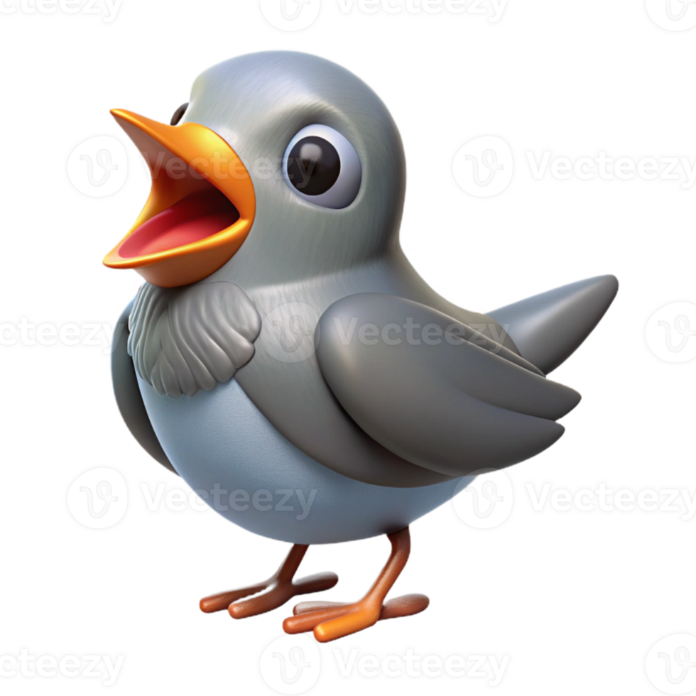 vibrant contemporary Bird with Open Beak Singing Isolated on Transparent Background premium png