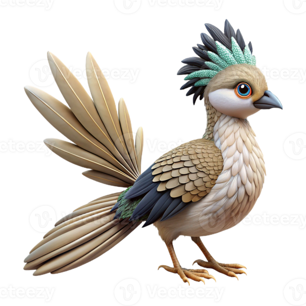 beautiful vintage Bird with Long Tail Feathers Isolated on Transparent Background genuine png