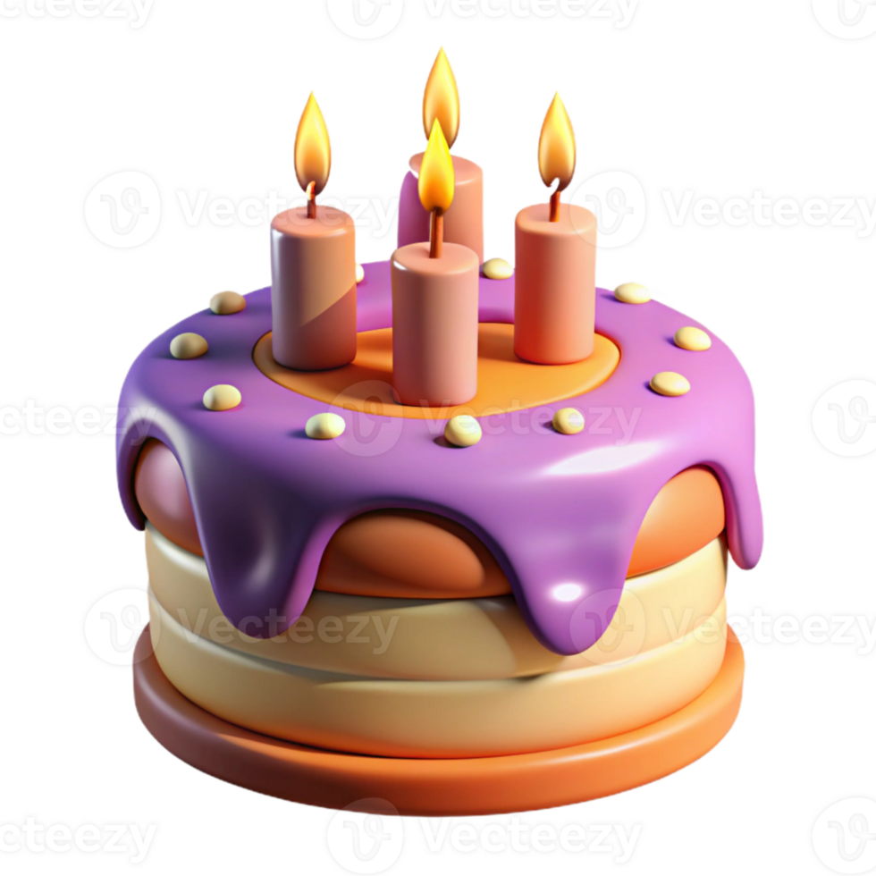 beautiful minimalist Birthday Cake with Candles Lit Transparent Background authentic png