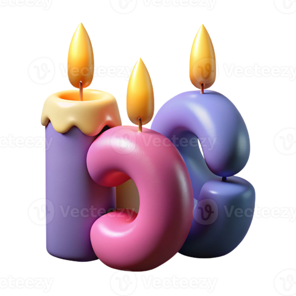 serene rustic Birthday Candles Numbered Isolated Element authentic png