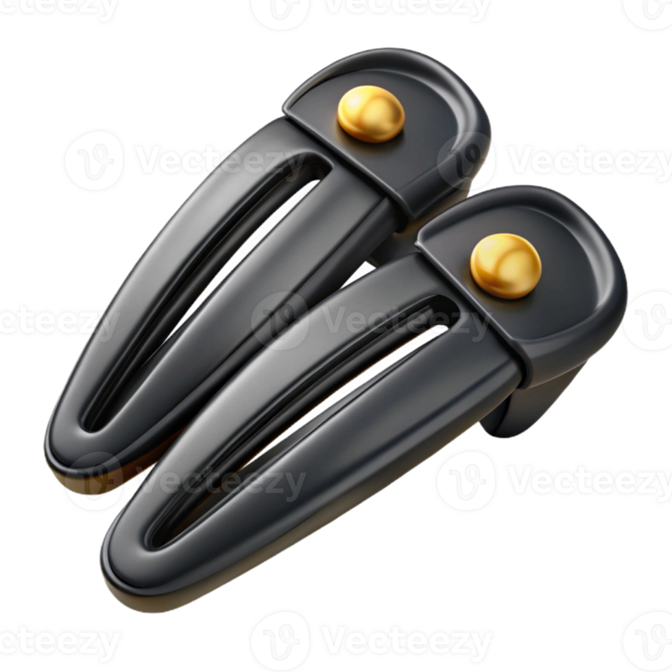 beautiful artistic Black Hair Clips Set Isolated on Transparent Background original png