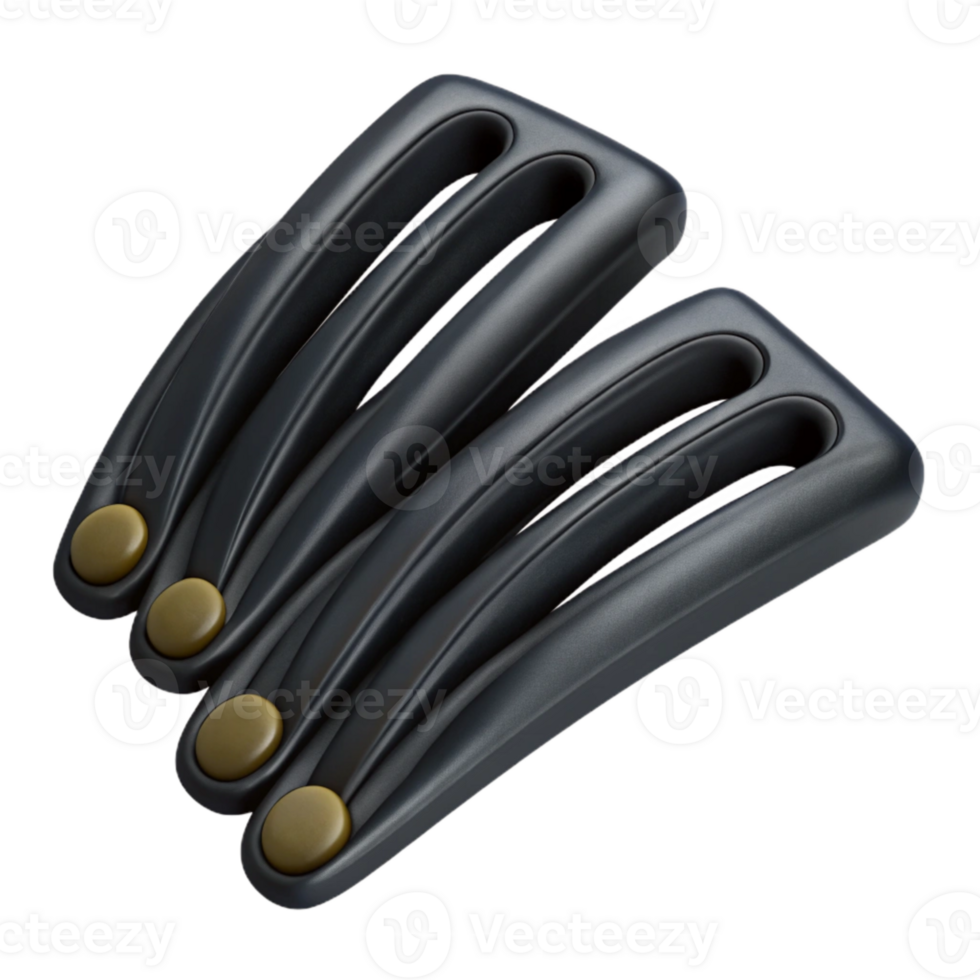 serene minimalist Black Hair Clips Set Isolated on Transparent Background high resolution png