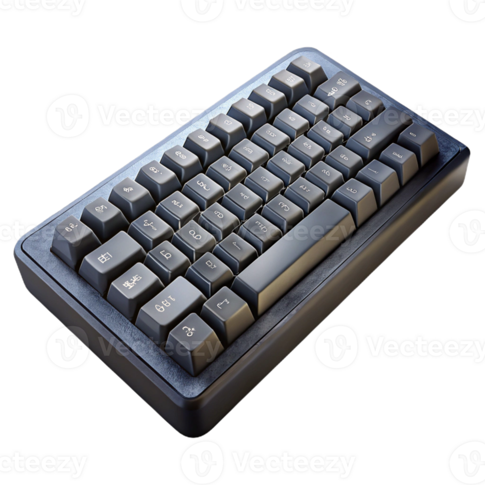 magnificent rustic Black Keyboard Top View Isolated with Backlighting authentic png