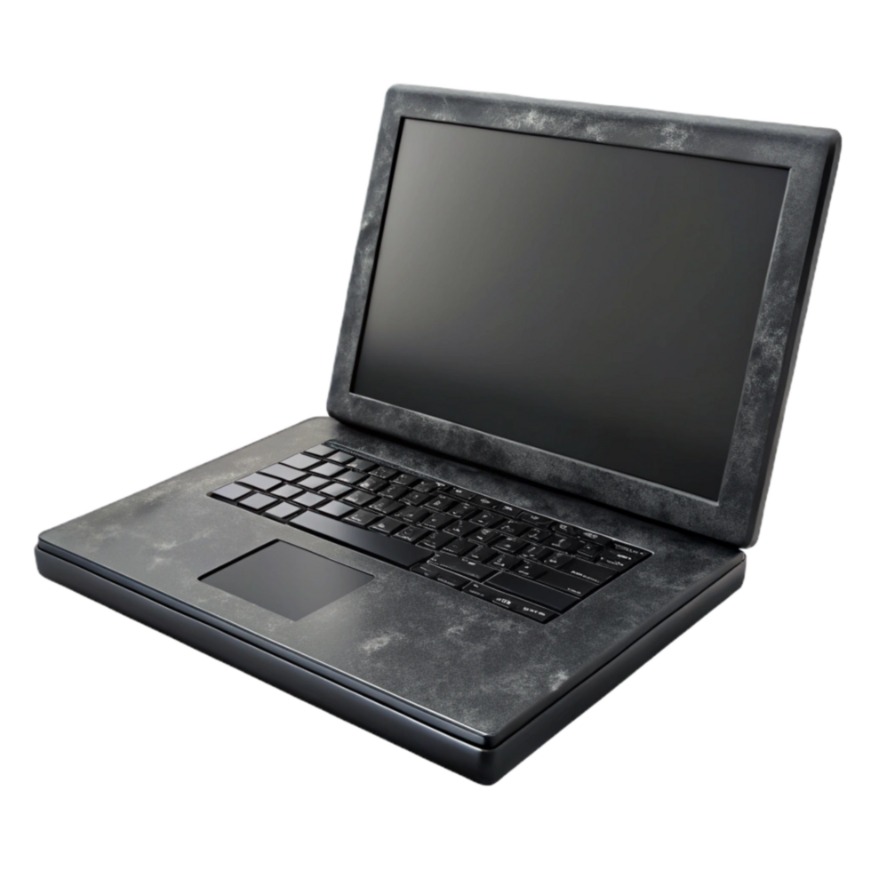 impressive artistic Black Laptop with Blank Screen Side View Isolated Element authentic png