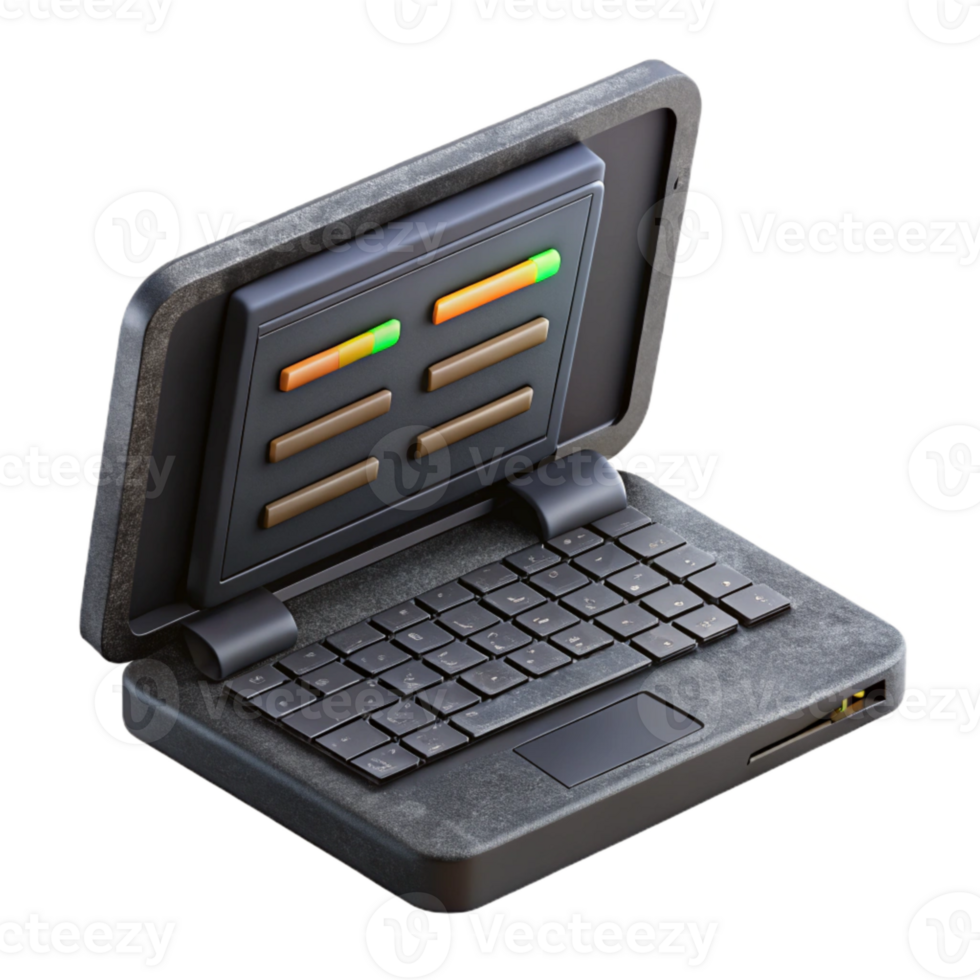 wonderful contemporary Black Laptop with Coding on Screen Side View Isolated Element professional png