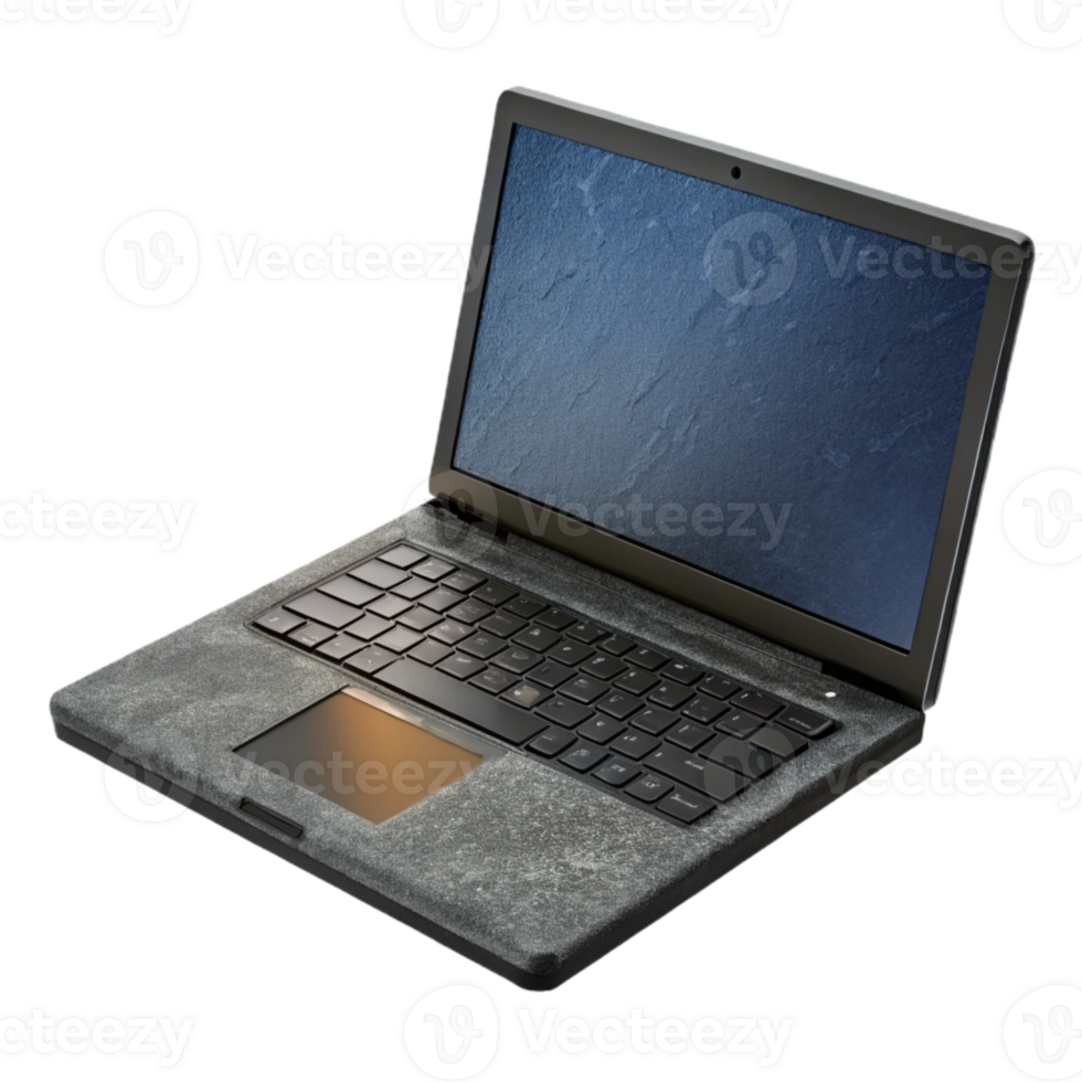 elegant vintage Black Laptop with Blank Screen Side View Isolated Element genuine png