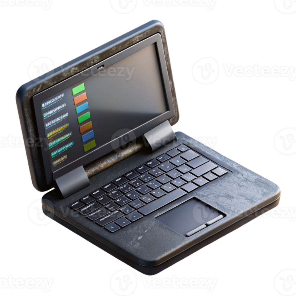 stunning artistic Black Laptop with Coding on Screen Side View Isolated Element exclusive png