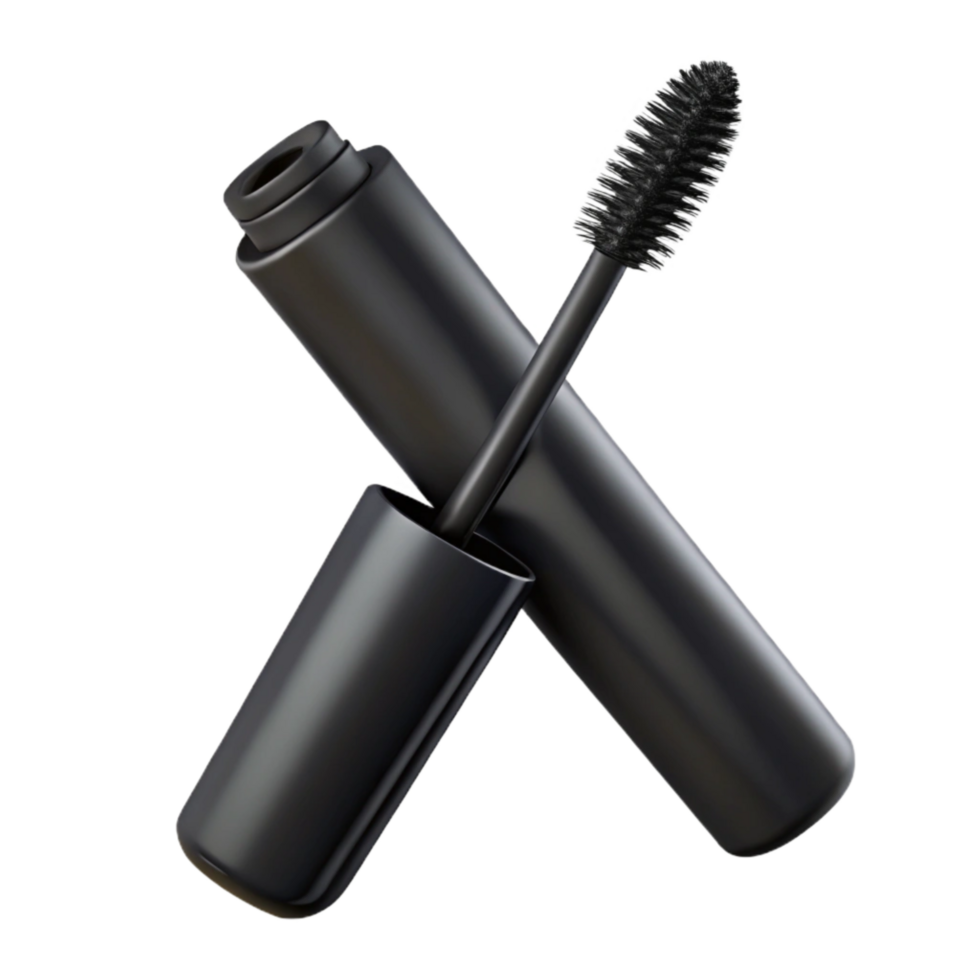 elegant abstract Black Mascara Tube with Wand Detail Cutout high resolution png