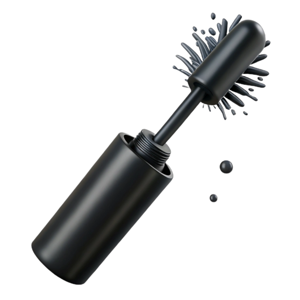 elegant vintage Black Mascara Wand with Brush Detail Cutout high resolution png