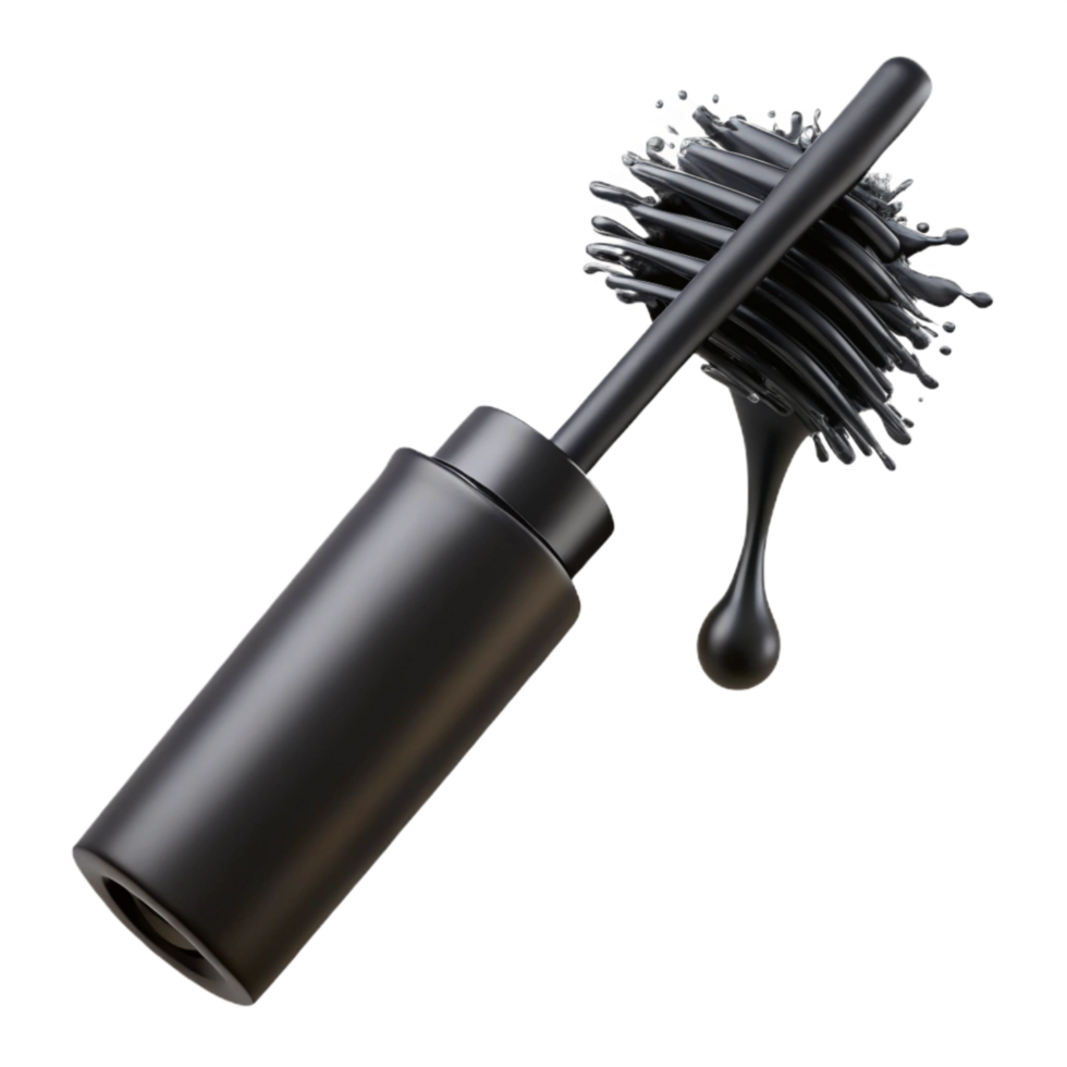 extraordinary artistic Black Mascara Wand with Brush Detail Cutout professional png