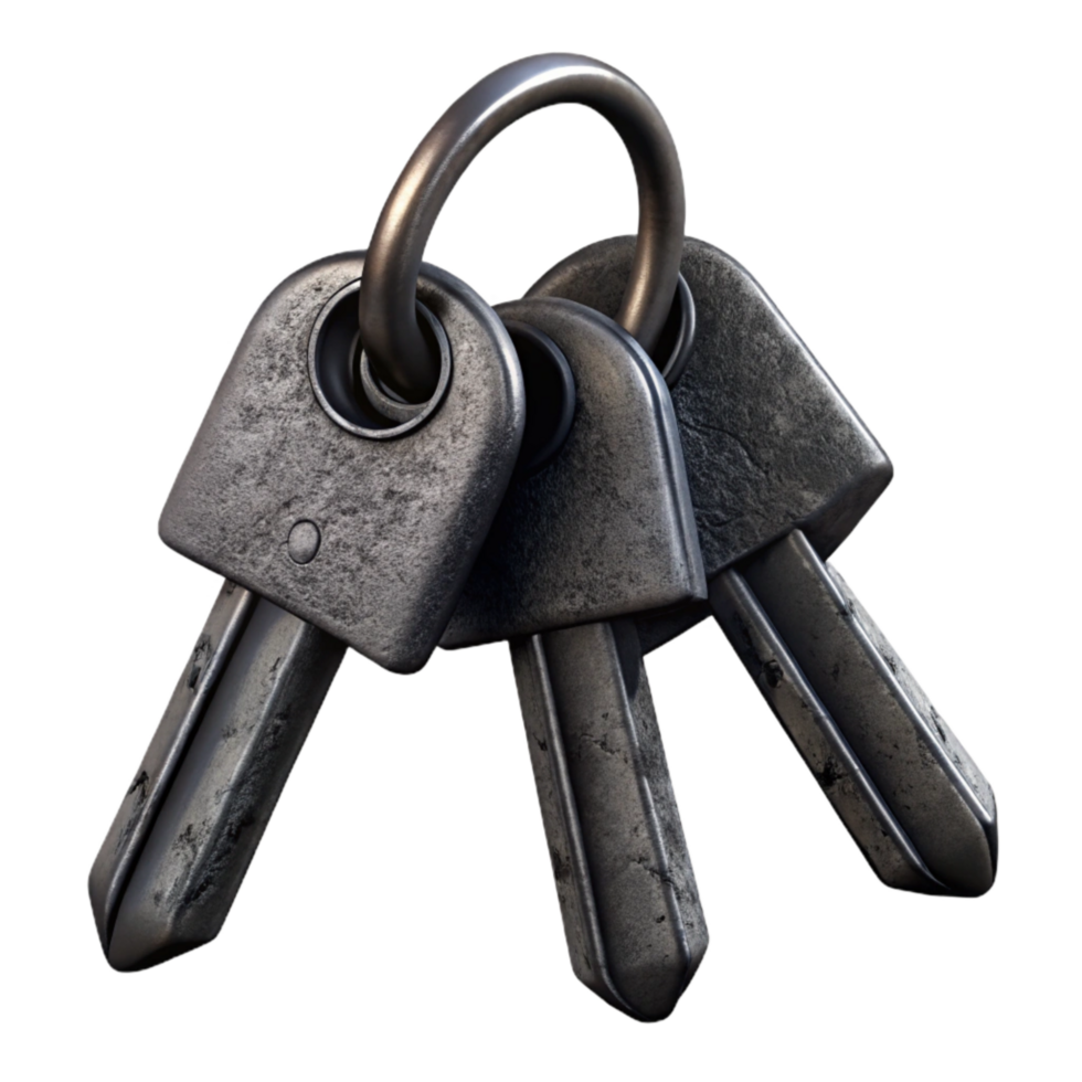 dramatic abstract Black Metal Key Holder with Keys Isolated 4K png