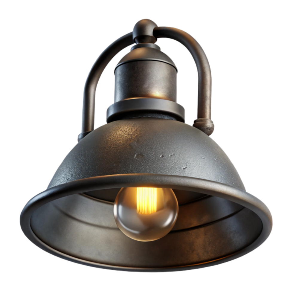 dramatic modern Black Metal Lamp with Edison Bulb Isolated original png