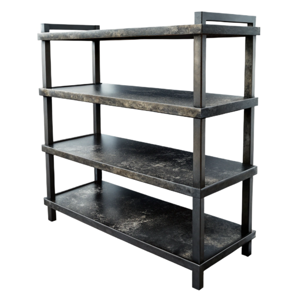 elegant abstract Black Metal Shelf Unit Side View Cutout premium png