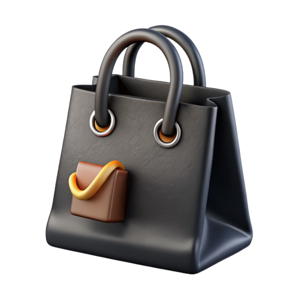 impressive contemporary Black Shopping Bag with Online Purchase Confirmation Isolated high quality png