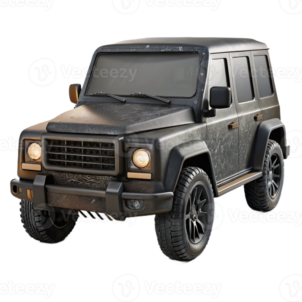 beautiful classic Black Suv Front View Isolated 4K png