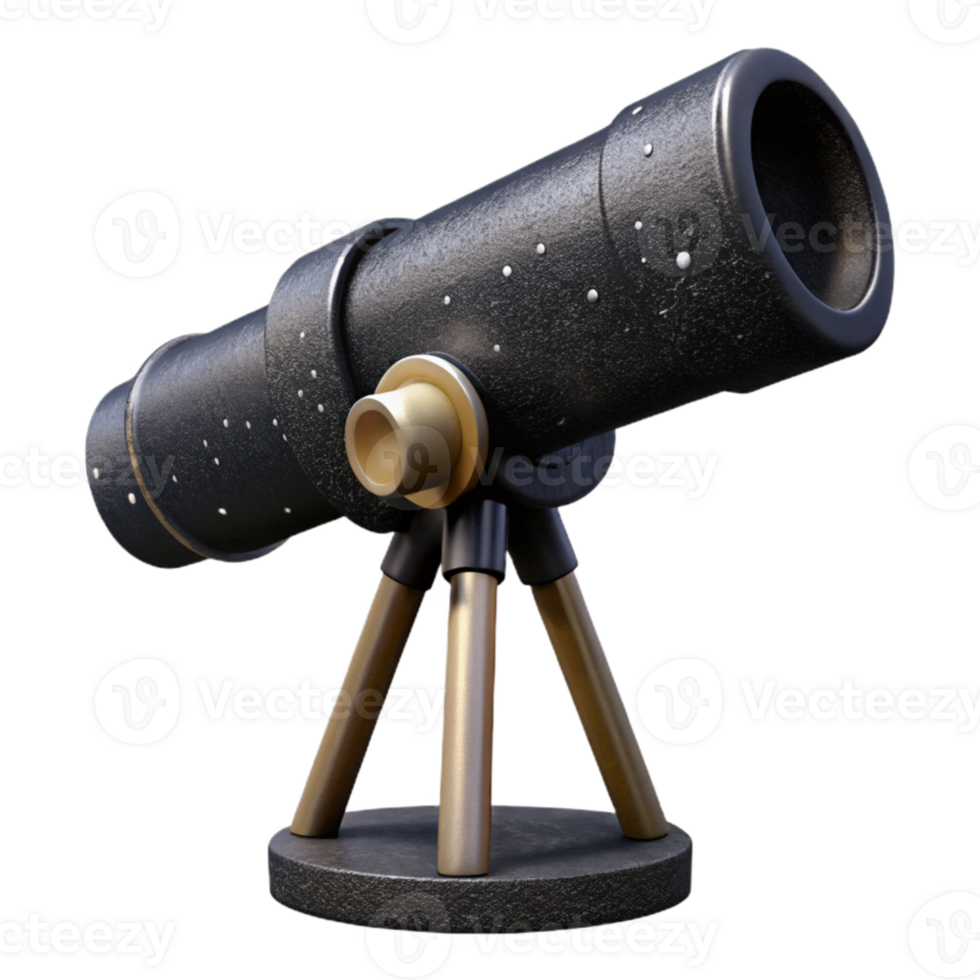 serene vintage Black Telescope Observing Stars Isolated Cutout authentic png