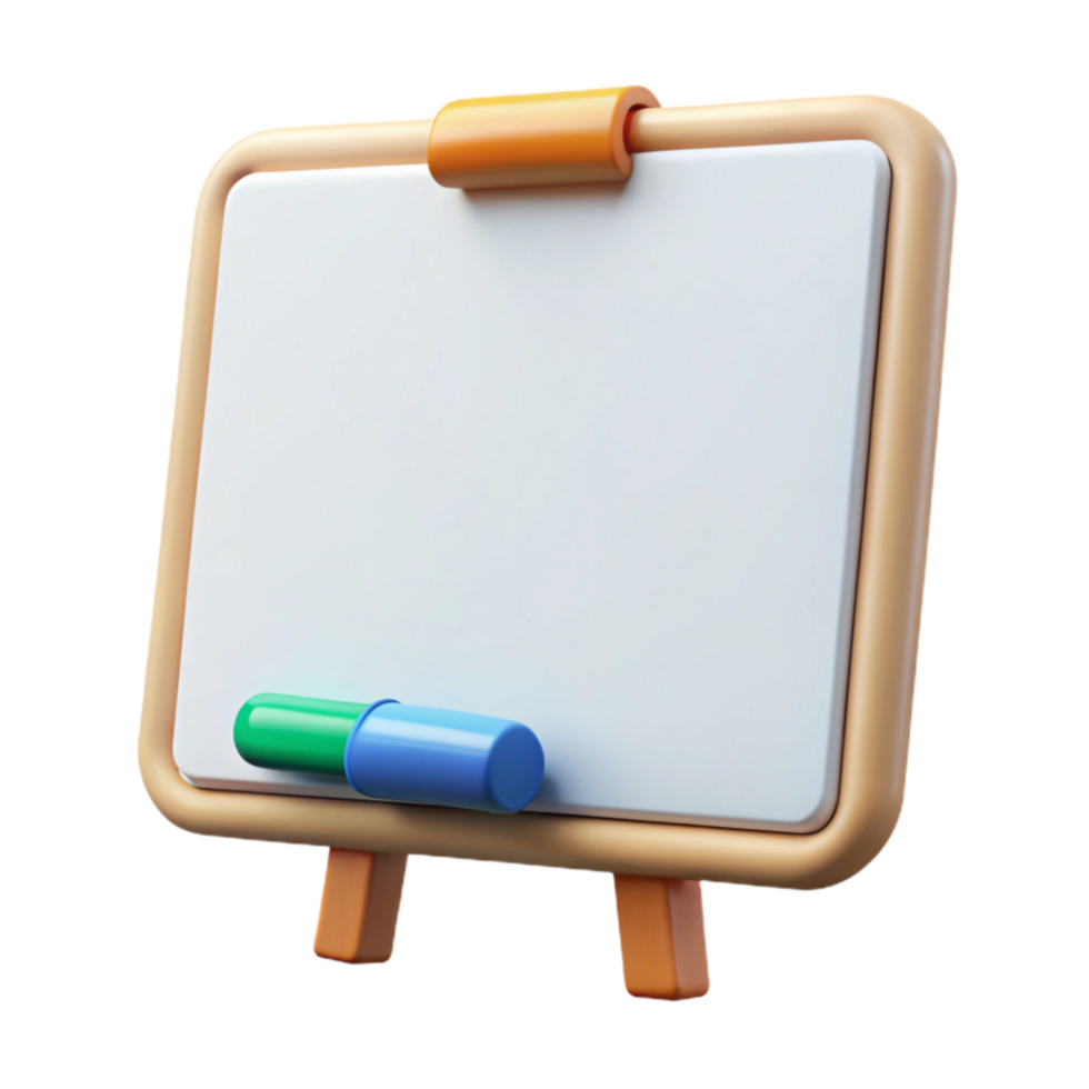 dramatic creative Blank Whiteboard with Markers Transparent Background Cutout genuine png