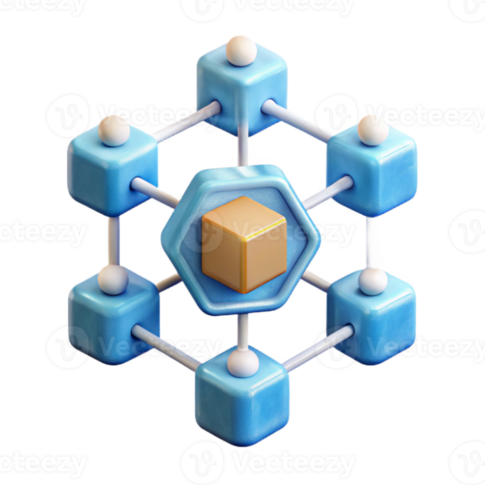 dramatic creative Blockchain Network Diagram Isolated Transparent Background professional png