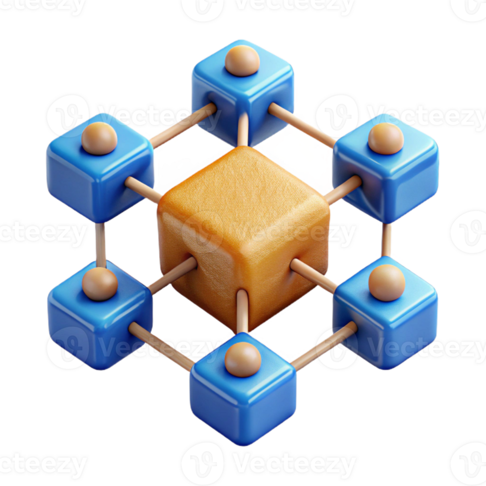 stunning classic Blockchain Network Diagram with Nodes and Connections Transparent high quality png