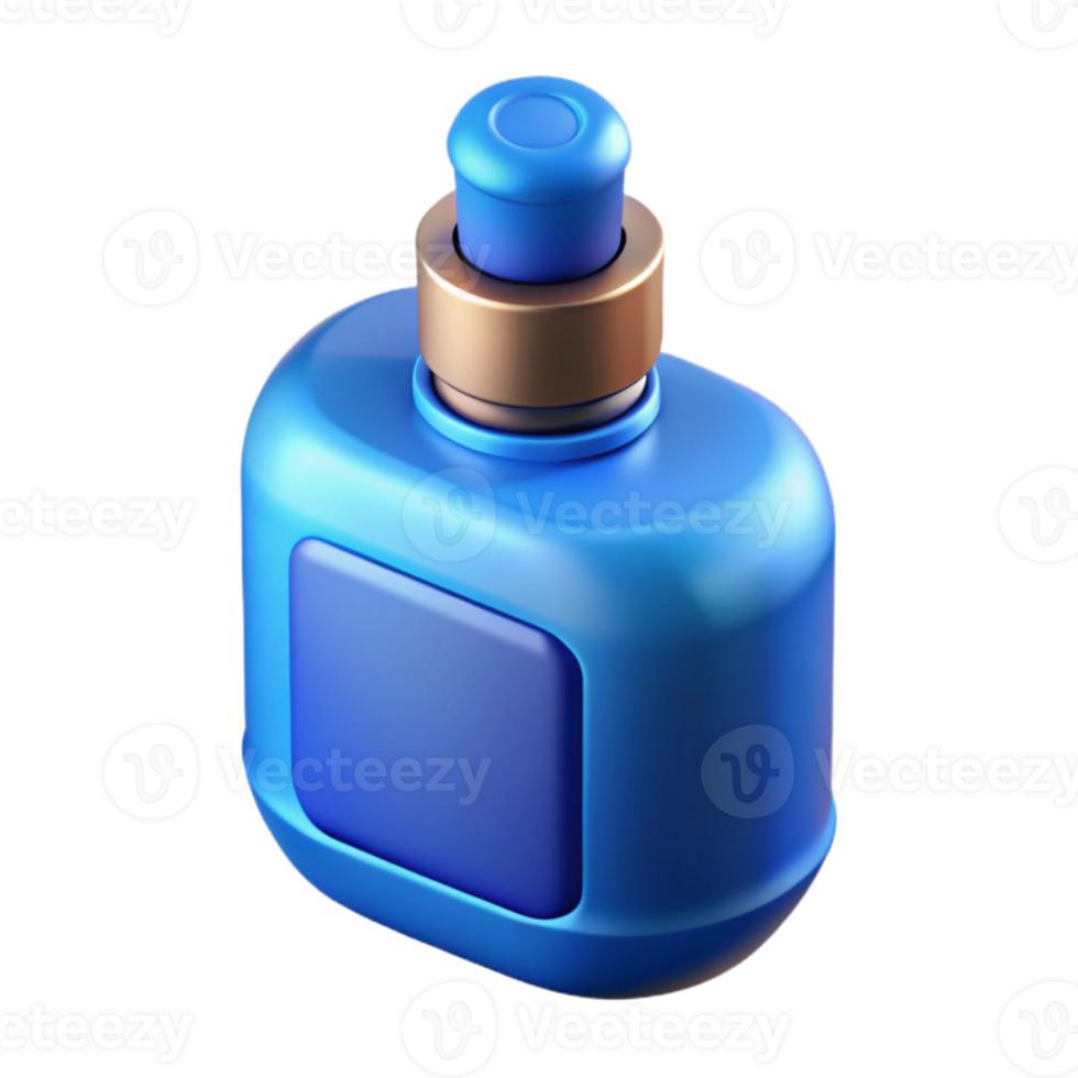 serene rustic Blue Aftershave Bottle with Cap Isolated 4K png